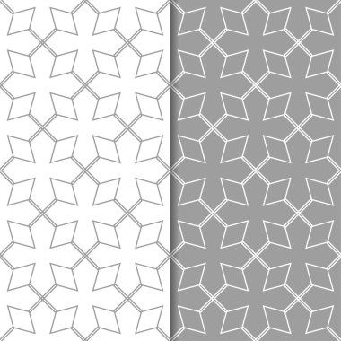 Gri ve beyaz geometrik parmak izi. Web, Tekstil ve duvar kağıtları için dikişsiz desen seti