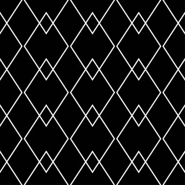 Siyah ve beyaz geometrik tek renkli süs. Web, Tekstil ve duvar kağıtları için seamless modeli