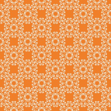 Beyaz çiçek süsleme portakal. Tekstil ve duvar kağıtları için seamless modeli