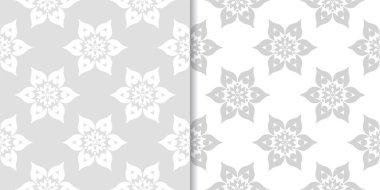 Işık gri çiçek arka planlar. Tekstil ve duvar kağıtları için dikişsiz desen seti