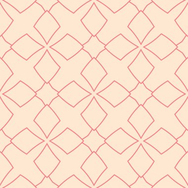 Kırmızı ve bej geometrik süsleme. Web, Tekstil ve duvar kağıtları için seamless modeli