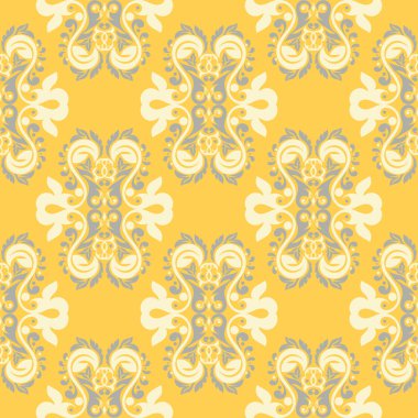 Çiçek arka plan. Sarı gri ve beyaz Dikişsiz desen duvar kağıdı, Tekstil ve kumaş için