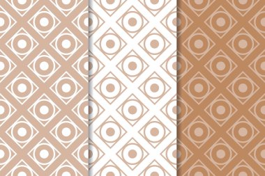 Web, Tekstil ve duvar kağıtları için geometrik Dikişsiz desen kahverengi ve beyaz set