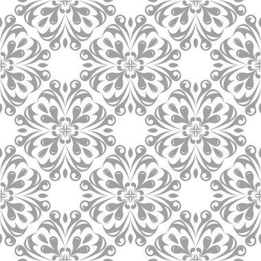 Beyaz arka plan üzerine açık gri çiçek tasarım. Tekstil ve duvar kağıtları için seamless modeli