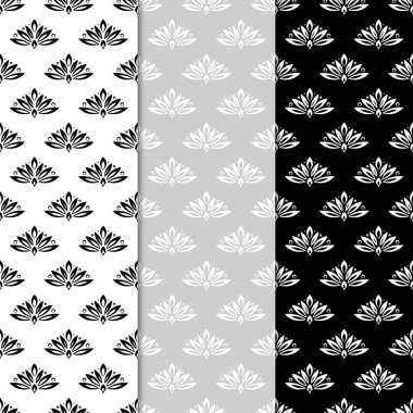 Siyah ve beyaz seamless modeli ile çiçek arka planlar. Duvar kağıtları ve Tekstil için tasarımlar