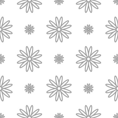 Beyaz arka plan üzerine açık gri çiçek süsleme. Tekstil ve duvar kağıtları için seamless modeli