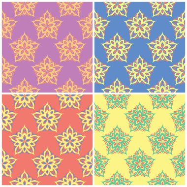 Renkli çiçek sorunsuz arka plan. Duvar kağıtları, Tekstil ve kumaş çiçek elemanları ile parlak kalıplarının ayarla