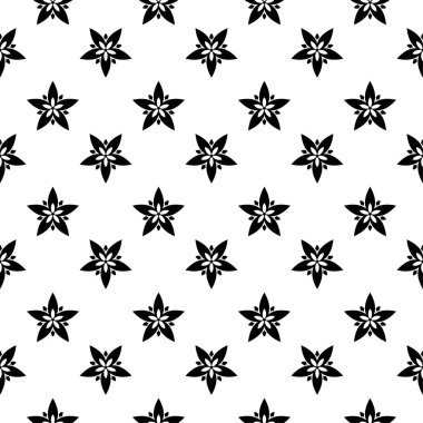 Beyaz arka planda siyah çiçek tasarım. Tekstil ve duvar kağıtları için seamless modeli