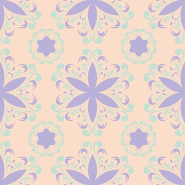 Duvar kağıtları, Tekstil ve kumaş için mor ve mavi tasarımları ile bej çiçek seamless modeli