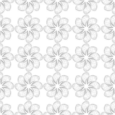 Beyaz arka plan üzerine açık gri çiçek süsleme. Tekstil ve duvar kağıtları için seamless modeli