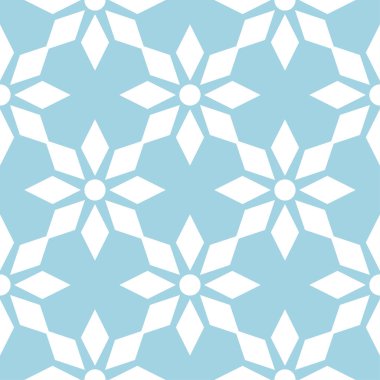 Mavi zemin üzerine beyaz çiçek süsleme. Tekstil ve duvar kağıtları için seamless modeli