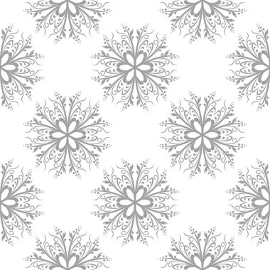 Beyaz ve gri çiçek süsleme. Tekstil ve duvar kağıtları için seamless modeli