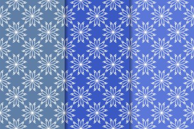 Çiçek süsler kümesi. Mavi dikey Dikişsiz desen. Duvar kağıdı arka plan