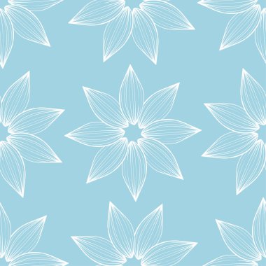 Lacivert zemin üzerine beyaz çiçek süsleme. Tekstil ve duvar kağıtları için seamless modeli