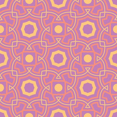 Geometrik menekşe seamless modeli. Parlak renkli arka plan duvar kağıtları, Tekstil ve kumaş için pembe ve sarı öğeler