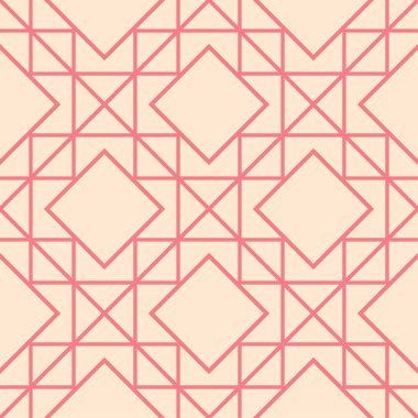 Geometrik süsleme pembe ve bej. Web, Tekstil ve duvar kağıtları için seamless modeli