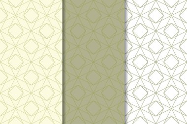 Zeytin yeşili ve web, Tekstil ve duvar kağıtları için geometrik Dikişsiz desen beyaz set