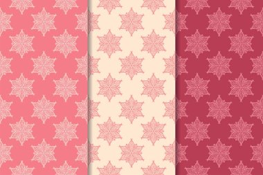 Kırmızı çiçekli süsler kümesi. Kiraz pembe dikey Dikişsiz desen. Duvar kağıdı arka plan