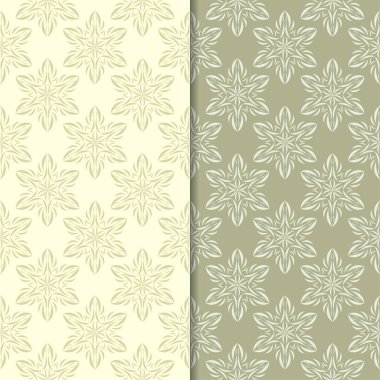 Zeytin yeşili çiçek arka planlar. Tekstil ve duvar kağıtları için dikişsiz desen seti