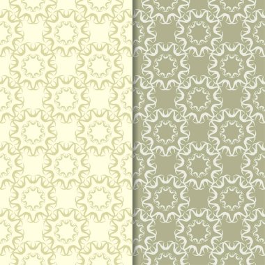 Zeytin yeşili çiçek arka planlar. Tekstil ve duvar kağıtları için dikişsiz desen seti