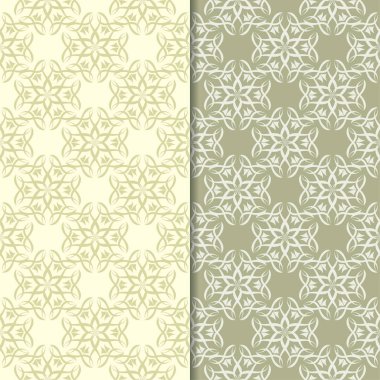 Zeytin yeşili çiçek arka planlar. Tekstil ve duvar kağıtları için dikişsiz desen seti