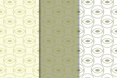 Geometrik süsler kümesi. Zeytin yeşili ve beyaz Dikişsiz desen web, Tekstil ve duvar kağıtları için