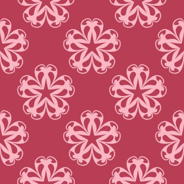 Kırmızı zemin üzerine çiçek süsleme. Tekstil ve duvar kağıtları için seamless modeli