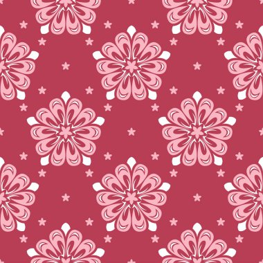 Kırmızı ve bej çiçek arka plan. Renkli Dikişsiz desen duvar kağıtları, Tekstil ve kumaş için