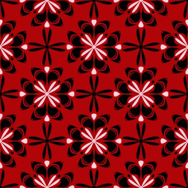 Kırmızı zemin üzerine çiçek seamless modeli. Arka plan duvar kağıtları, Tekstil ve kumaş için