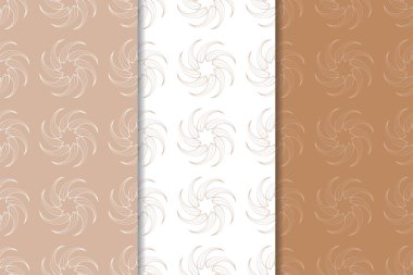 Kahverengi çiçek arka planlar. Tekstil ve duvar kağıtları için dikişsiz desen seti