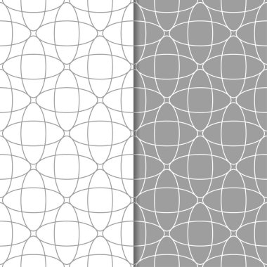 Gri ve beyaz geometrik süsler. Web, Tekstil ve duvar kağıtları için dikişsiz desen seti