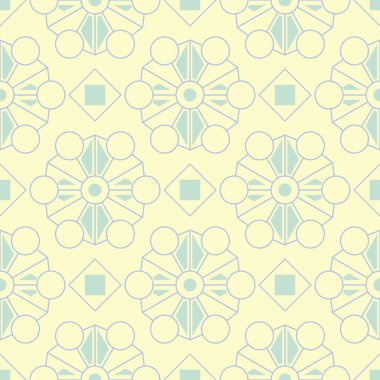 Yeşil ve mavi tasarım ile geometrik bej seamless modeli. Arka plan duvar kağıtları, Tekstil ve kumaş için