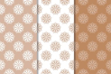 Kahverengi çiçek arka planlar. Tekstil ve duvar kağıtları için dikişsiz desen seti