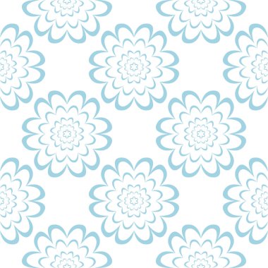 Beyaz zemin üzerine mavi çiçek seamless modeli. Tekstil ve duvar kağıtları için sorunsuz tasarım