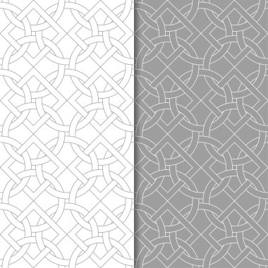 Gri ve beyaz geometrik parmak izi. Web, Tekstil ve duvar kağıtları için dikişsiz desen seti