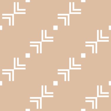 Bej ve beyaz geometrik süsleme. Web, Tekstil ve duvar kağıtları için seamless modeli