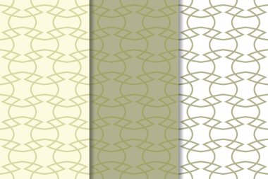 Geometrik süsler kümesi. Zeytin yeşili ve beyaz Dikişsiz desen web, Tekstil ve duvar kağıtları için