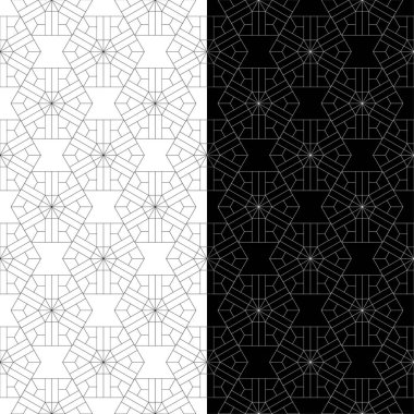 Web, Tekstil ve duvar kağıtları için dikişsiz desen siyah ve beyaz geometrik ayarla