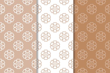 Kahverengi çiçek arka planlar. Tekstil ve duvar kağıtları için dikişsiz desen seti