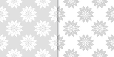 Işık gri çiçek arka planlar. Tekstil ve duvar kağıtları için dikişsiz desen seti