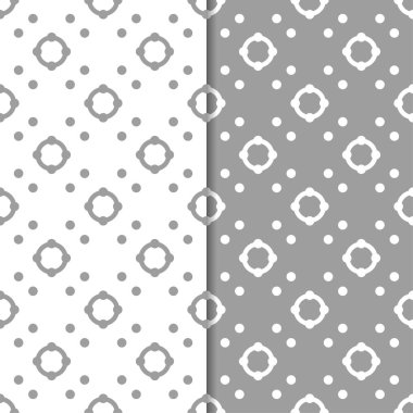 Gri ve beyaz geometrik süsler. Web, Tekstil ve duvar kağıtları için dikişsiz desen seti