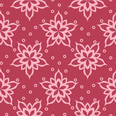 Kırmızı çiçek süsleme. Tekstil ve duvar kağıtları için seamless modeli