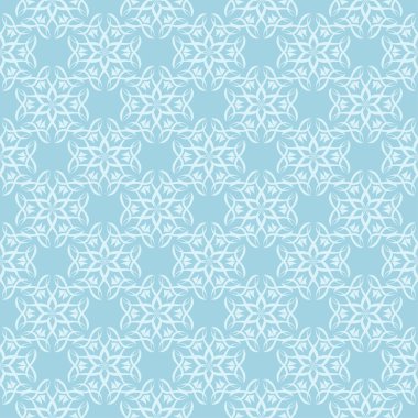 Mavi zemin üzerine beyaz çiçek desenli. Tekstil ve duvar kağıtları için sorunsuz süsleme