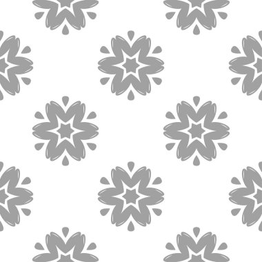 Beyaz arka plan üzerine açık gri çiçek süsleme. Tekstil ve duvar kağıtları için seamless modeli
