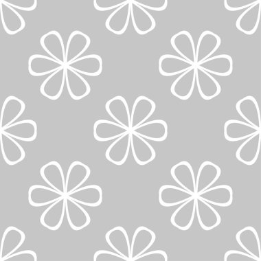 Gri arka plan üzerinde beyaz çiçek süsleme. Tekstil ve duvar kağıtları için seamless modeli