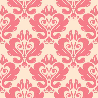 Kırmızı ve bej çiçekli süs. Tekstil ve duvar kağıtları için seamless modeli