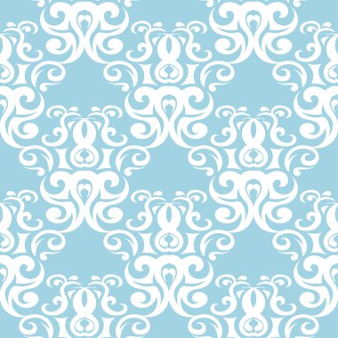 Lacivert zemin üzerine beyaz çiçek süsleme. Tekstil ve duvar kağıtları için seamless modeli