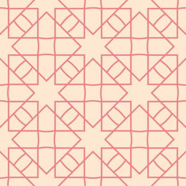 Geometrik süsleme pembe ve bej. Web, Tekstil ve duvar kağıtları için seamless modeli