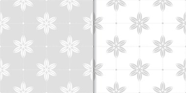 Işık gri çiçek süsler. Tekstil ve duvar kağıtları için dikişsiz desen seti