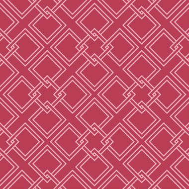 Kırmızı ve soluk pembe geometrik süsleme. Web, Tekstil ve duvar kağıtları için seamless modeli